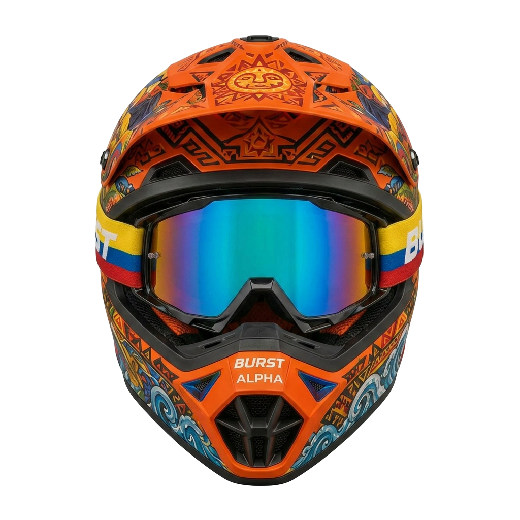 BURST Alpha helmet with hand-painted Ecuadorian artwork